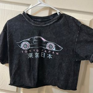 Black Japanese car crop top